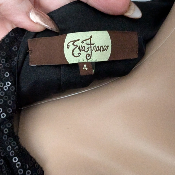 EVA FRANCO Sequin Bolero w/ ruching on shoulders & sleeves.Black. Size 4 GLAMOUR - Picture 10 of 11